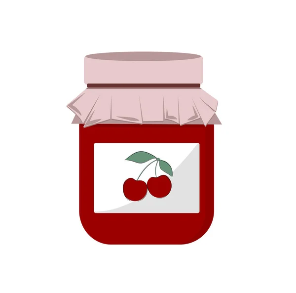 Cherry Jam Διάνυσμα Απομονωμένη Εικόνα Λευκό Φόντο Χαρακτήρας Κινουμένων Σχεδίων — Διανυσματικό Αρχείο