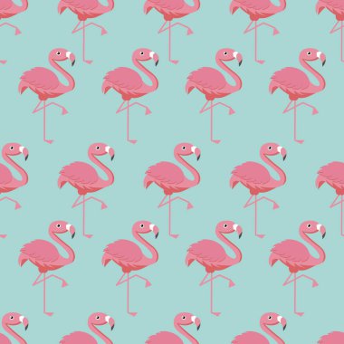 Pembe flamingo kusursuz model vektör çizimi. Tekstil, arkaplan ve hediye kağıdı için mükemmel..