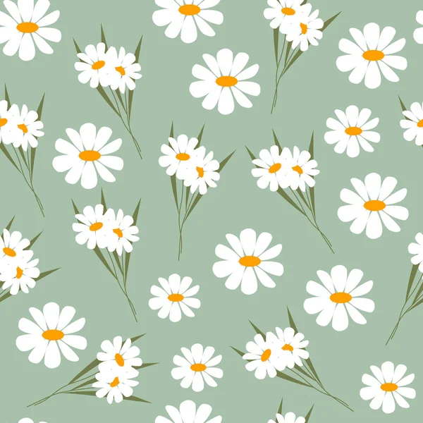 Ağ ve baskı için Daisy Pürüzsüz Desen Tasarımı. Dijital resimli doku. Papatya desenli tasarım..
