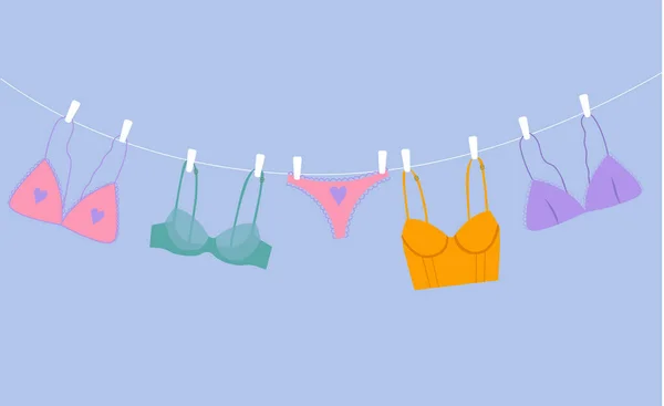 Trendige Weibliche Unterwäsche Dessous Set Cartoon Flache Vektorillustration Transparente Höschen — Stockvektor