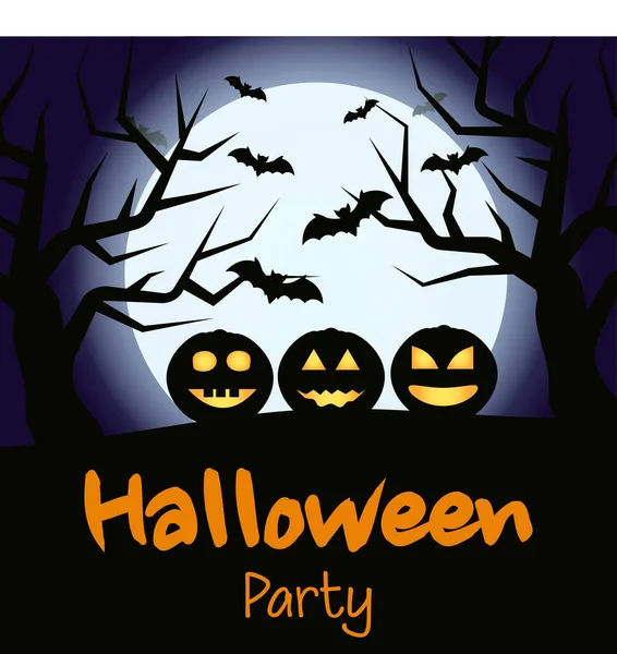Happy Halloween Banner Oder Party Einladung Hintergrund Mit Mond Und — Stockvektor