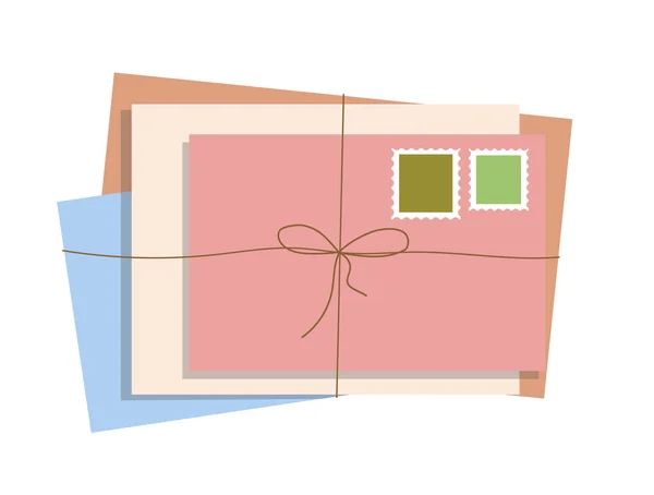 Barevné Obálky Kreslené Ilustrace Koncept Poštovní Poštovní Služby — Stockový vektor