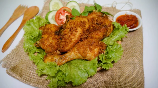 Indonesische Küche Ayam Goreng Laos Oder Laos Fried Chicken Mit — Stockfoto
