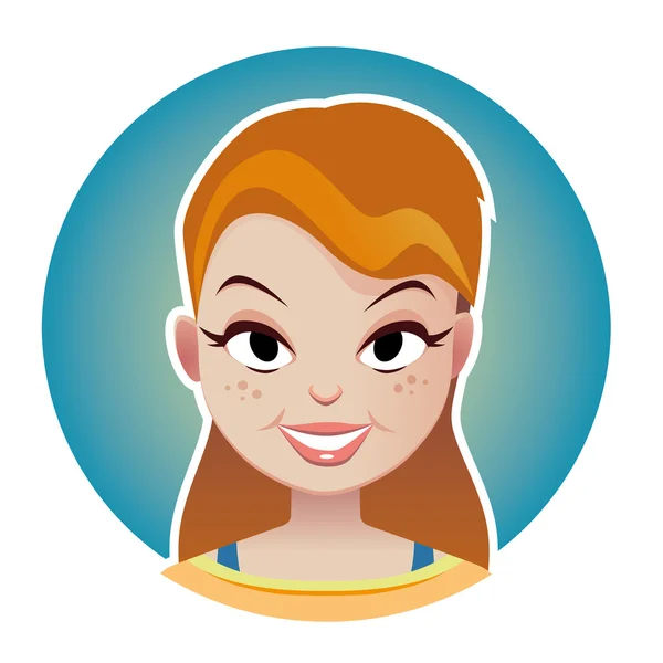 Belleza sonriente mujer vector cara en círculo — Vector de stock