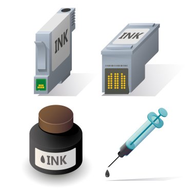 İzometrik mürekkep cartriges Icons set dolum