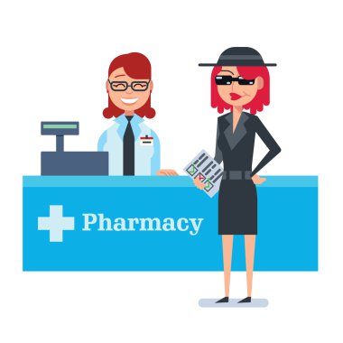 Mystery shopper kadın casus paltolu eczane denetler