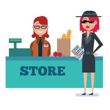 Mystery shopper kadın casus paltolu bakkal denetler