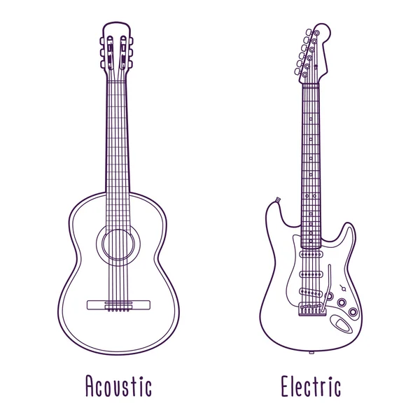 アコースティック、エレク トリック ギターの概要 — ストックベクタ