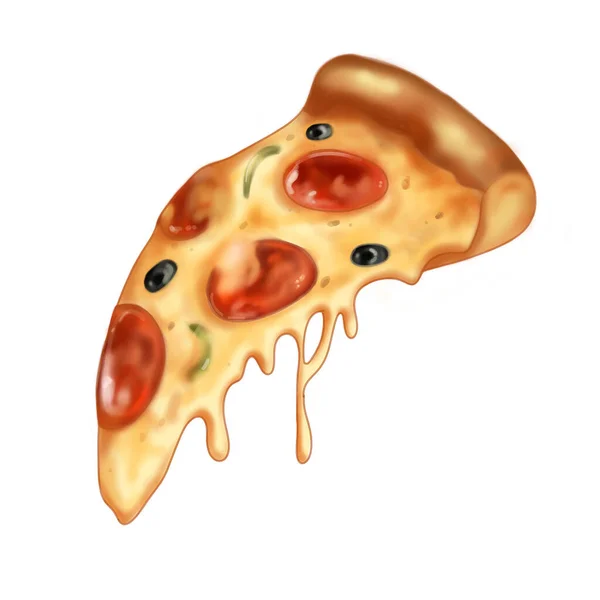 Аппетитная Пицца Иллюстрация Быстрого Питания Вкусная Еда Иллюстрация Меню Открытки — стоковое фото