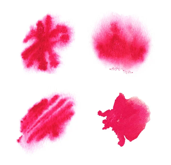手绘了一个色彩斑斓的地方 一点油漆的污迹散布点 红色水斑集合 明亮的纹理水彩画抽象背景 — 图库照片