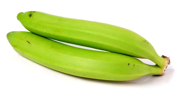 Two green unripe bananas isolated on white background — Stock Photo, Image