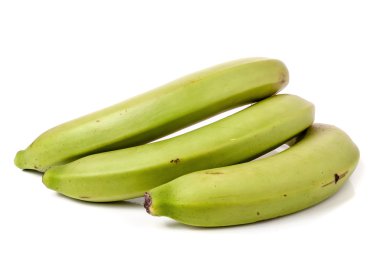 Beyaz arka planda bir grup yeşil muz