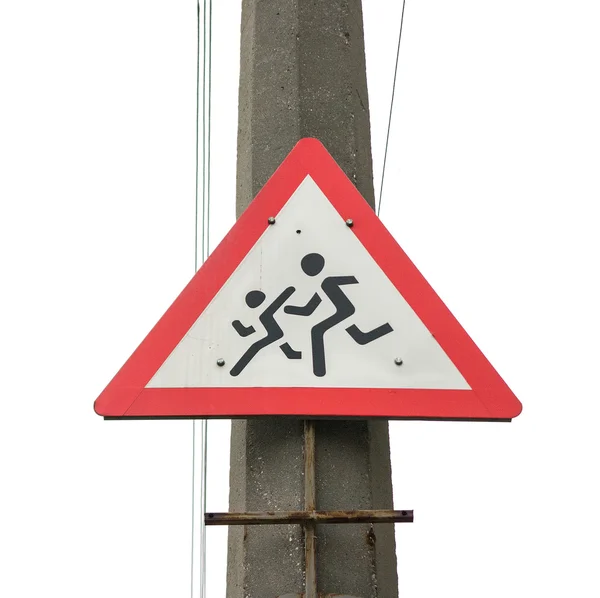 유럽 학교 건너 길가 경고 표시 — 스톡 사진