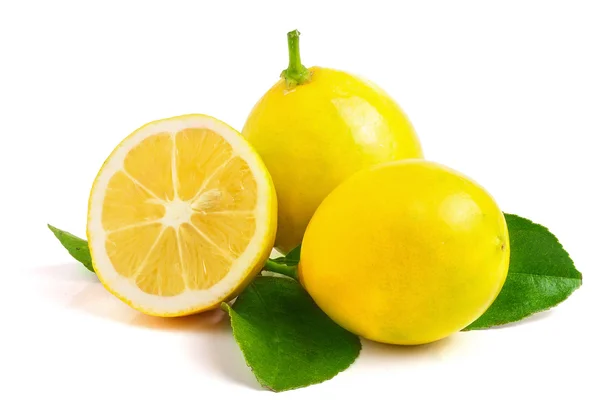 Two Lemons one sliced in half — Stock Photo, Image