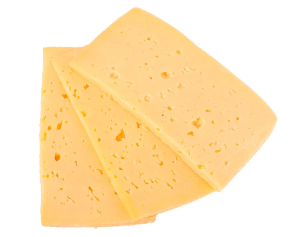 Pilha de fatias de queijo isoladas em branco — Fotografia de Stock