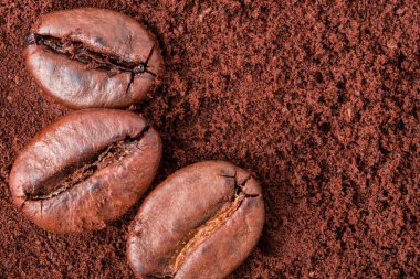 zemin kahve çekirdekleri arka plan makro yakın çekim