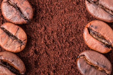 zemin kahve çekirdekleri arka plan makro yakın çekim