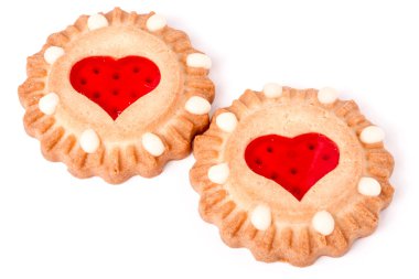 Beyaz arka plan üzerinde izole marmelat kalp ile iki tanımlama