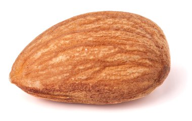 Beyaz arka plan üzerinde yakın çekim makro izole bir badem fındık