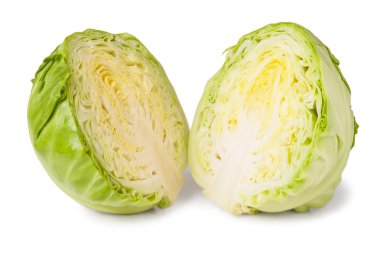 Beyaz arka plan üzerinde izole genç lahana kafa kesme