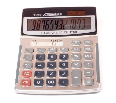 yakın kadar izole beyaz arka plan makro üzerinde hesap makinesi