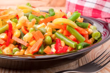Sebze Meksika karışımı. Domates, fasulye kereviz kök yeşil