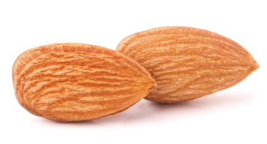 makroyu oluşturan iki ham soyulmuş badem kapatın