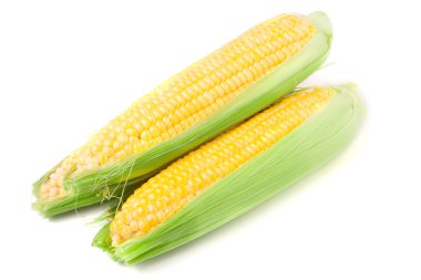 Mısır ile üç kulak izole üzerinde beyaz arka plan bırakır