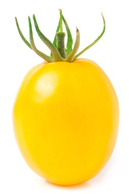 Beyaz arka plan üzerinde izole bir sarı domates