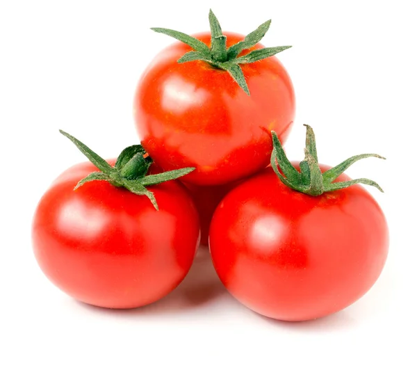 Drei Tomaten isoliert auf weißem Hintergrund — Stockfoto