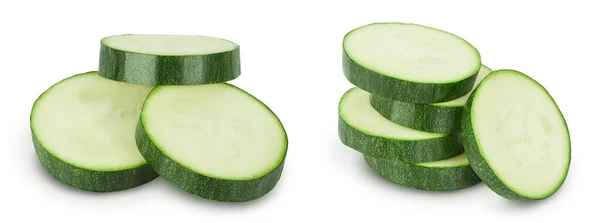 Fresh slice zucchini isolated on white background with clipping path and full depth of field — Stock Photo, Image