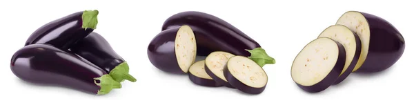 에 그 플랜트 (Eggplant) 또는 오베르 진 (aubergine) 은 갈림길이 있고 들판의 깊이가 넓은 흰 배경에 분리되어 있다. 세트 또는 수집 — 스톡 사진