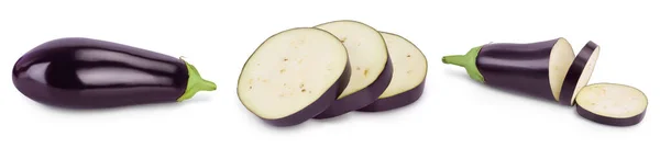 에 그 플랜트 (Eggplant) 또는 오베르 진 (aubergine) 은 갈림길이 있고 들판의 깊이가 넓은 흰 배경에 분리되어 있다. 세트 또는 수집 — 스톡 사진
