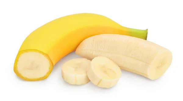 Banaan geïsoleerd op witte achtergrond met clipping pad en volledige scherptediepte. — Stockfoto