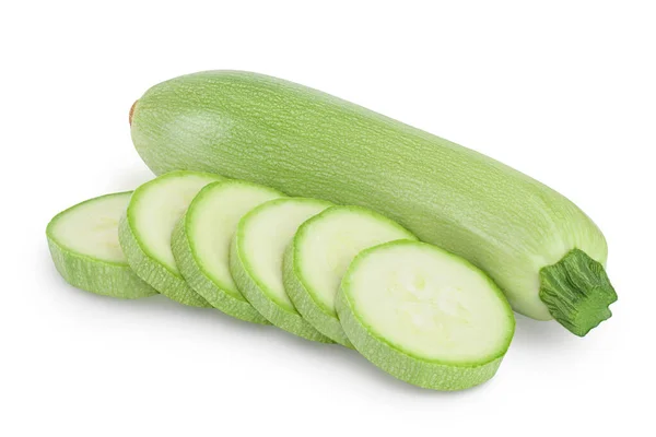 Zucchine o midollo isolati su sfondo bianco con percorso di ritaglio e piena profondità di campo — Foto Stock