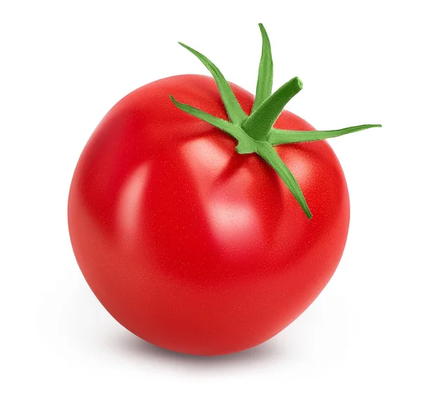 Tomate isolée sur fond blanc avec chemin de coupe et pleine profondeur de champ. — Photo