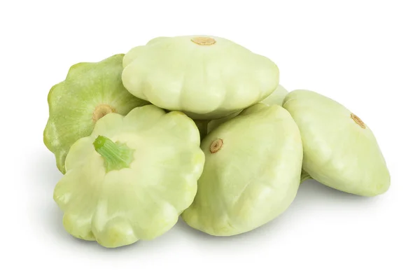 Green pattypan squash isolated on white background, Clipping path and full depth of field — Stock Photo, Image