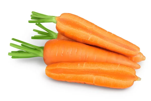 Carota isolata su sfondo bianco con percorso di ritaglio e piena profondità di campo — Foto Stock