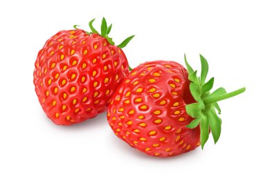 Çilek beyaz arka planda izole edilmiş. Kesme yolu ile taze meyve ve tam derinlik alan