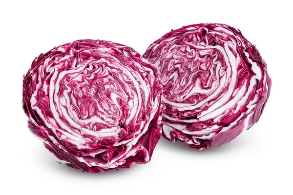 Salada radicchio vermelha fresca isolada em fundo branco com caminho de recorte e profundidade total de campo — Fotografia de Stock