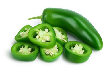 jalapeno peppers isolated on white background. Green chili pepper with clipping path and full depth of field. clipart