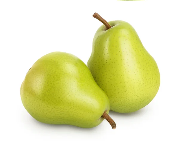 Grön päron frukt isolerad på vit bakgrund med klippning väg och full skärpedjup — Stockfoto