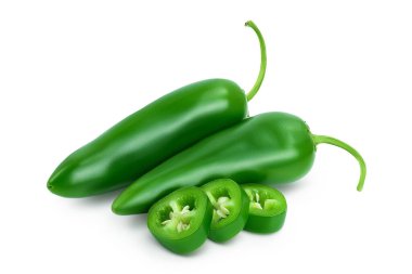 jalapeno peppers isolated on white background. Green chili pepper with clipping path and full depth of field. clipart