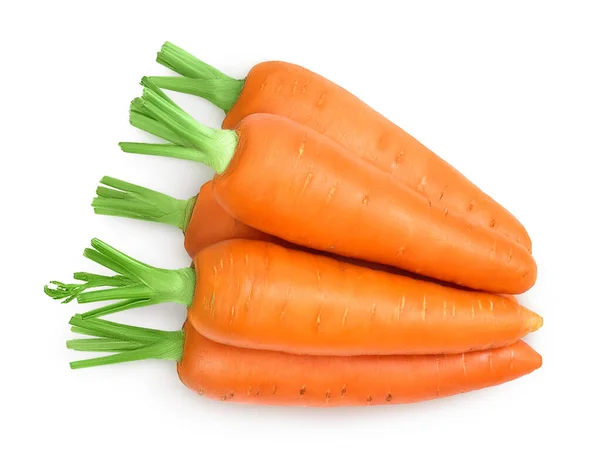 Zanahoria aislada sobre fondo blanco con recorrido de recorte y plena profundidad de campo. Vista superior. Puesta plana —  Fotos de Stock