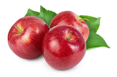 Kırmızılı elma kırpma yolu ve tam derinlik alan ile beyaz arkaplanda izole edildi
