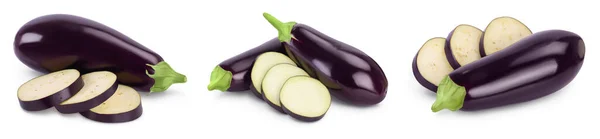 에 그 플랜트 (Eggplant) 또는 오베르 진 (aubergine) 은 갈림길이 있고 들판의 깊이가 넓은 흰 배경에 분리되어 있다. 세트 또는 수집 — 스톡 사진