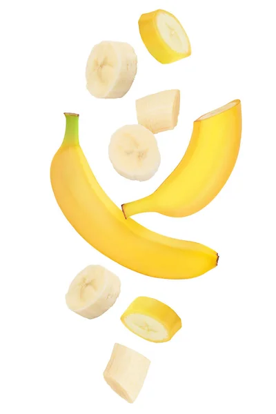 Banana isolated on white background with clipping path and full depth of field. Top view. Flat lay. — Stock Photo, Image