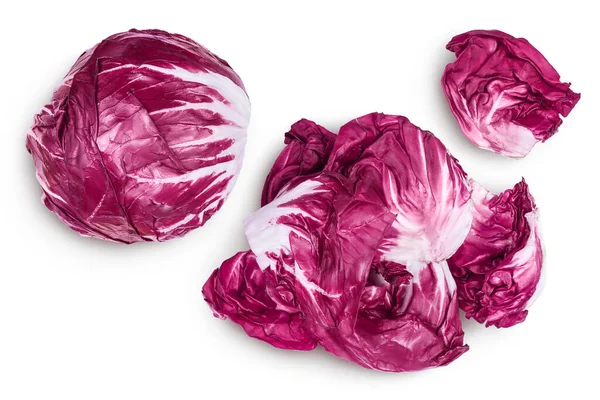 Friss vörös radicchio saláta elszigetelt fehér alapon vágási útvonal és teljes mélysége mező — Stock Fotó