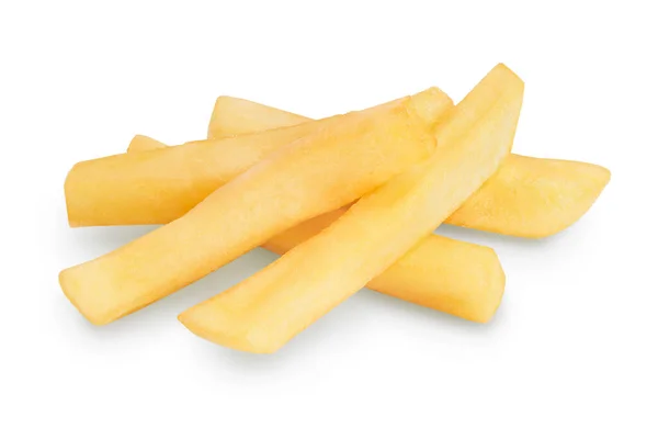 Pommes frites eller stekt potatis isolerad på vit bakgrund med klippbana och fullt skärpedjup — Stockfoto