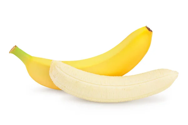 在白色背景上隔离的香蕉，有剪枝路径和完整的田野深度. — 图库照片